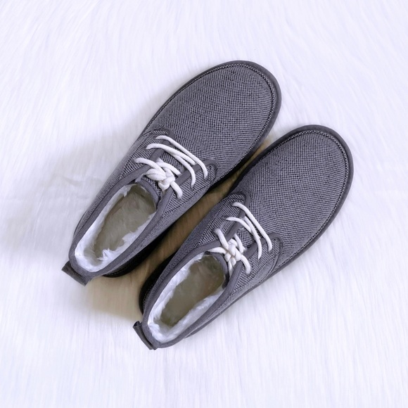 UGG Men’s Neumel Natural Hemp Canvas Chukka Boots In Grey - Picture 4 of 7